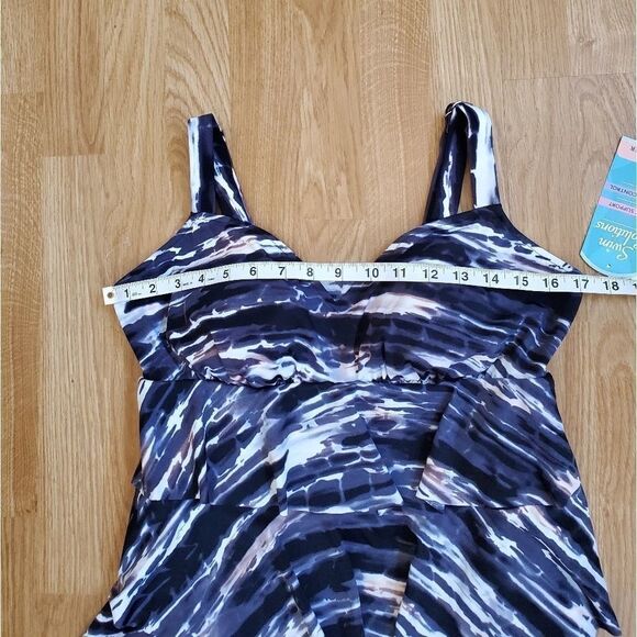 Swim Solutions Triple Tiered Tummy-Control 1-Piece - Picture 12 of 15